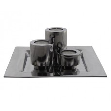 Candles Plateau polished aluminum + three Tea Light Holders